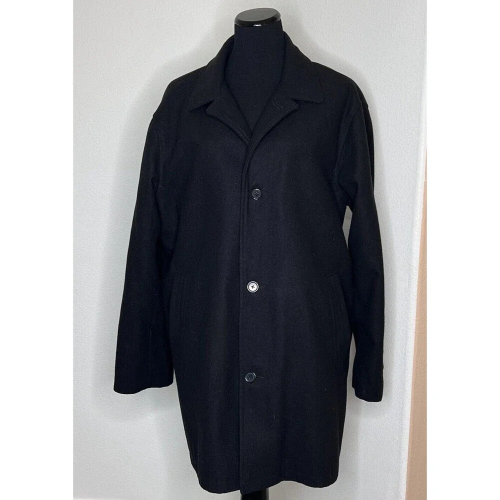 Gianni Uomo Men’s Black‎ Wool Blend Coat Large Over Coat